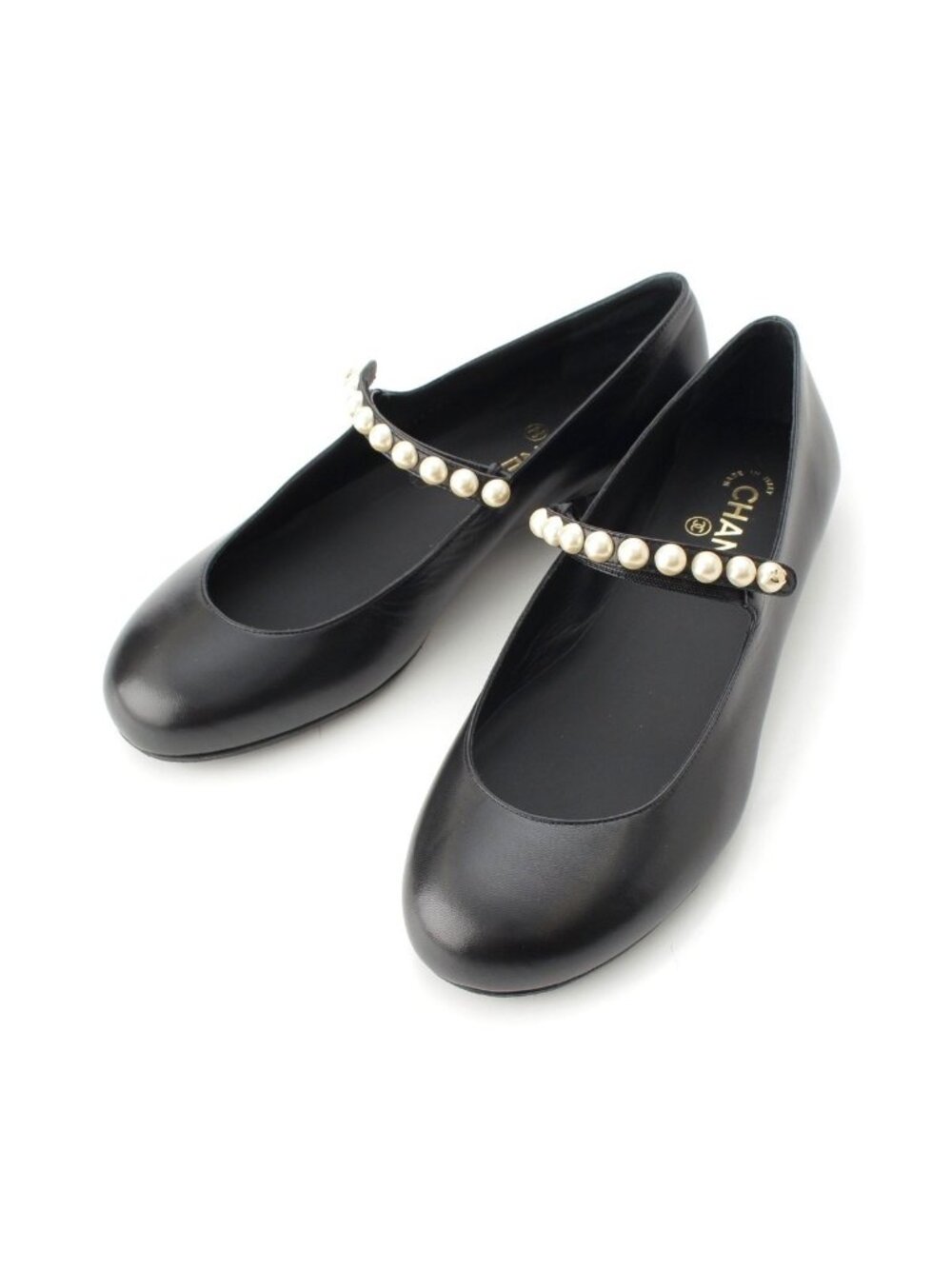 Chanel 40C Mary Jane Goatskin CC Logo Pumps Pearl Shoes Black 40C - Picture 1 of 10